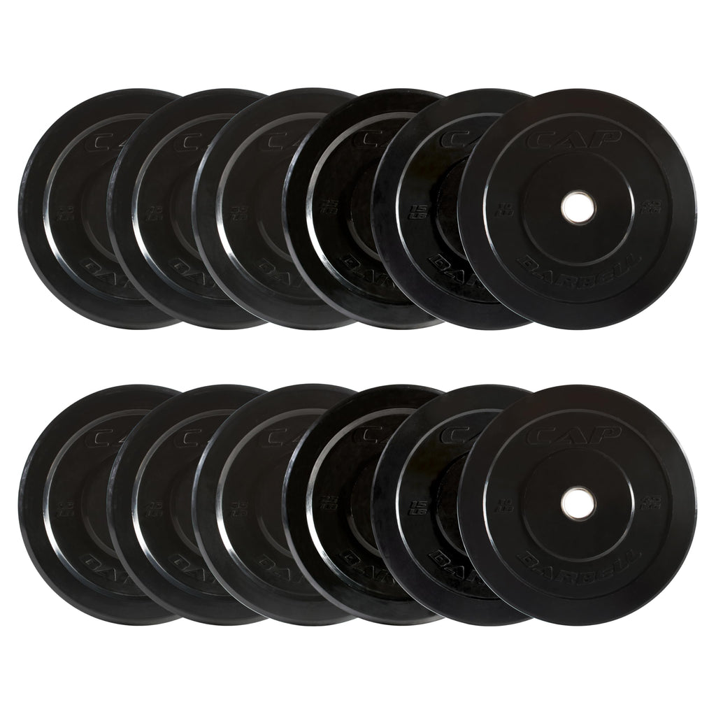 CAP Barbell 370 lb Elite Olympic Bumper Plate Set, Black