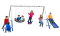 Free N Swing - 7 User / 5 Station Swing Set, Outdoor for Kids with 5' Slide. Easy Assembly Playground Set with Galvanized Metal Frame for Backyards, 168" L x 91" W x 74" H, by XDP Recreation