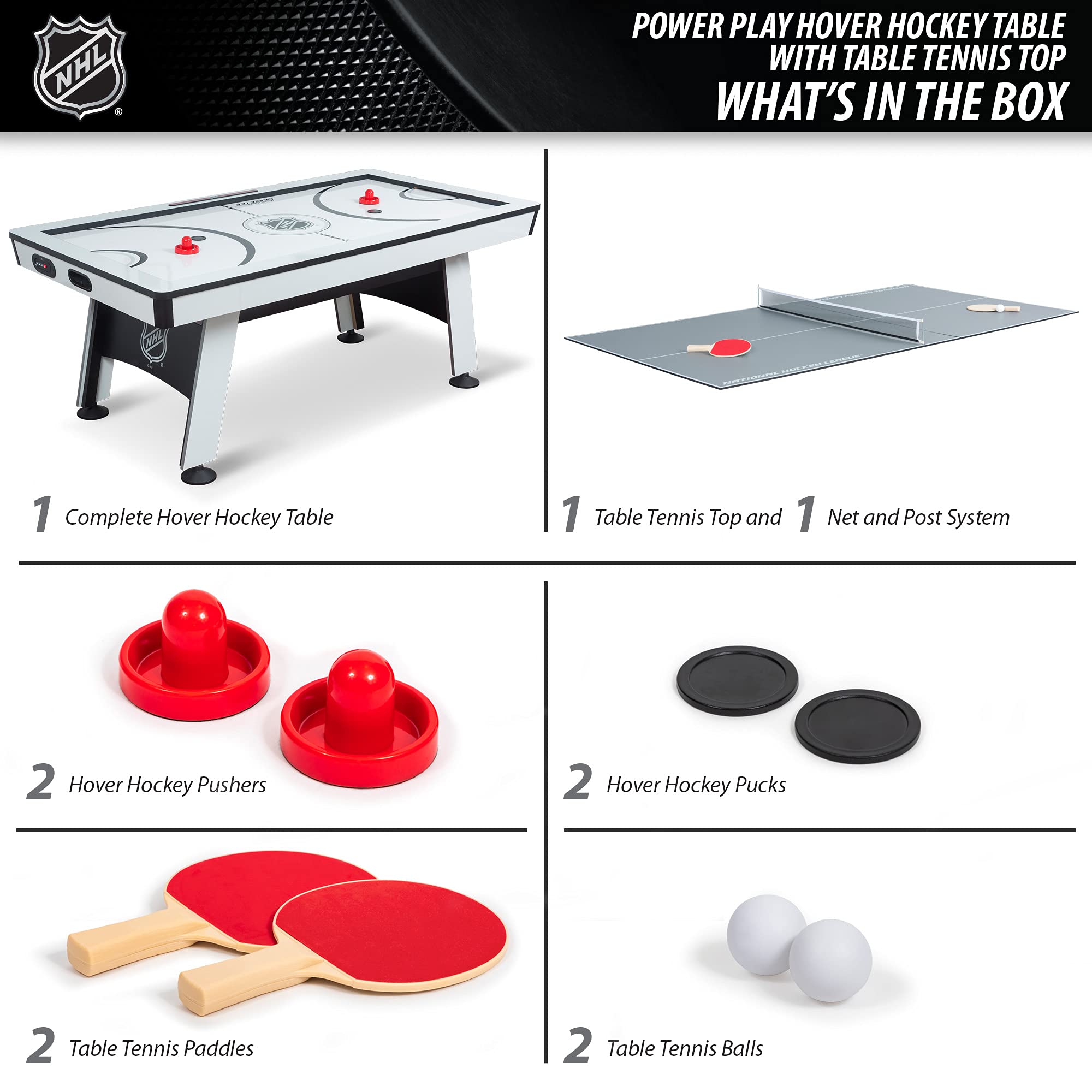 EastPoint Air Hockey Table - 80-Inch, White - LED Scoring & Stadium Sound for Home Arcade - Quick Table Tennis Conversion for Multi-Game Station - Smooth Coated Surface & Levelers for Gaming Stations
