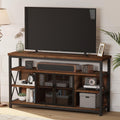 BON AUGURE Tall TV Stand for TVs up to 65 Inch, Industrial Wood Entertainment Center with Storage Cabinet, Farmhouse TV Media Console for Living Room and Bedroom (32 Inch High, Rustic Oak)