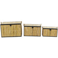 Deco 79 Rattan Handmade Decorative Trunk Nesting Decorative Large Boxes, Set of 3 Storage Trunks 25", 21", 18"W, Light Brown