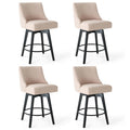 Erdoru Counter Height Bar Stools Set of 4,Swivel Barstools with Backs and Wood Legs,Linen Fabric Upholstered Counter Stools for Kitchend Island,Mid-Century Modern 26"Seat Height Bar Chairs,Flax Beige