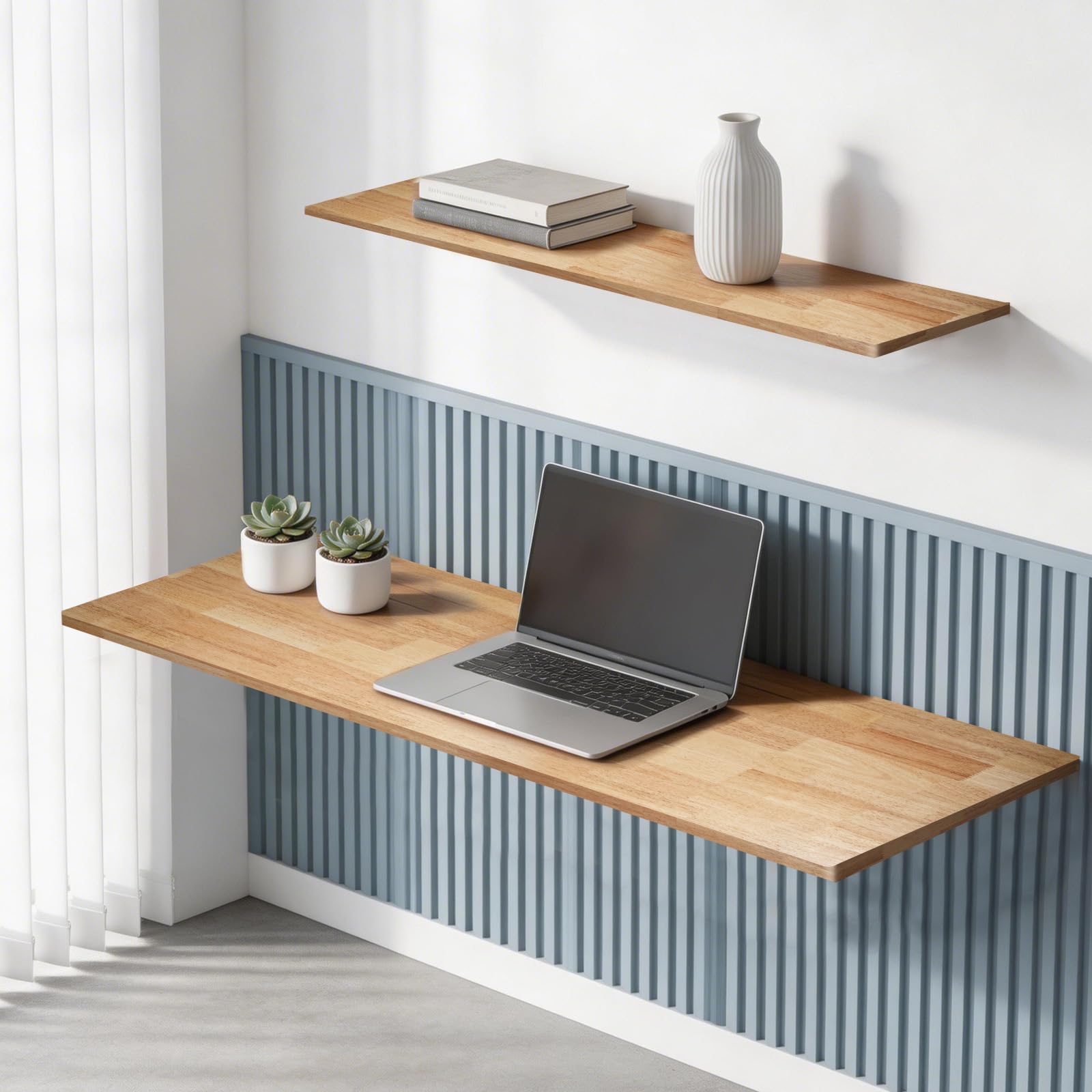 60 x 30in Solid Rubber Wood Butcher Block Table Top – 1 Inch Thick Natural Light Finish for Standing Desk, Office Table, Workbench, Kitchen Island & DIY Furniture Projects
