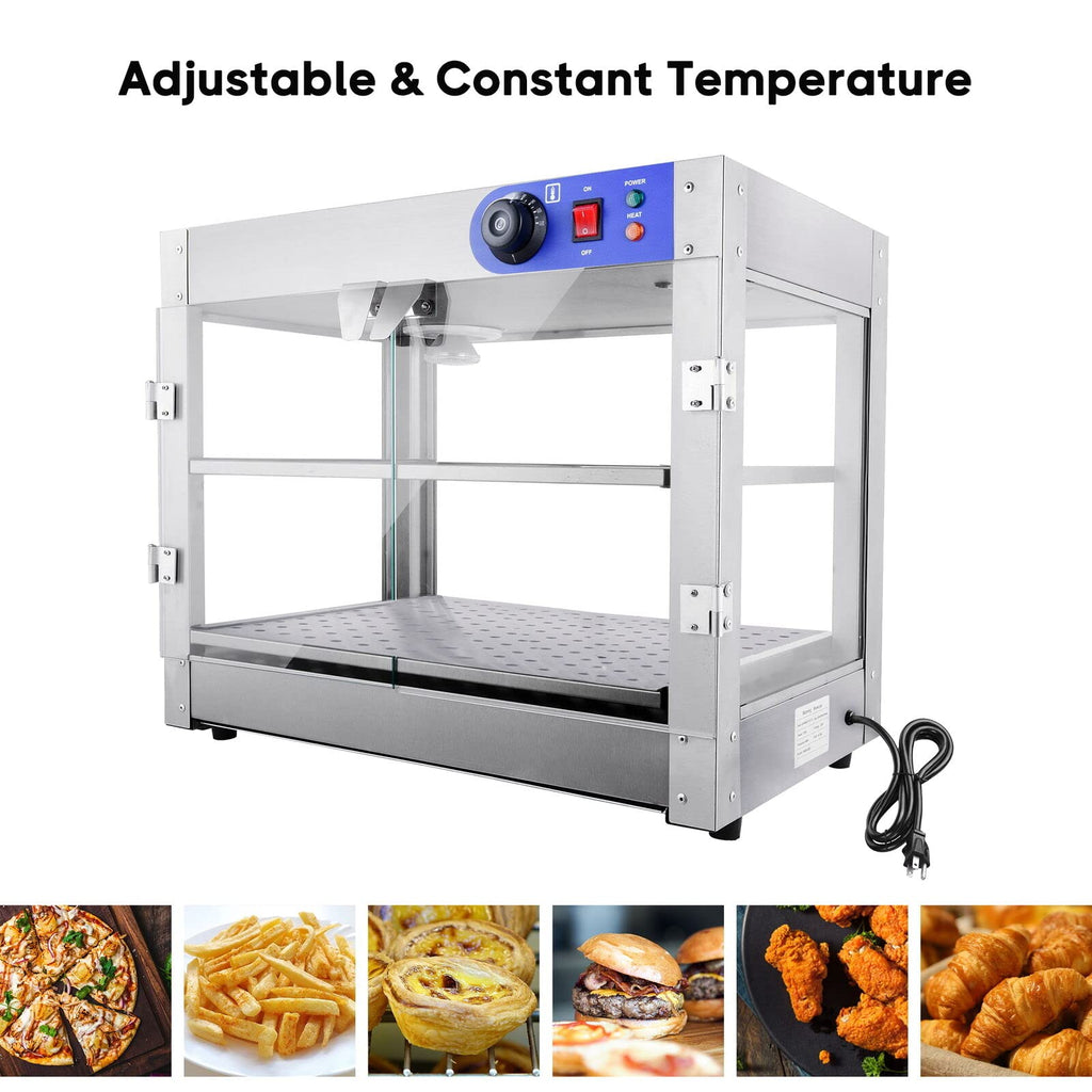 AMPERSAND SHOPS Commercial Food Warmer Pizza Pretzel Empanada Storage Display Cabinet (2-Tier)