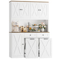 HOSTACK 71"H Kitchen Trash Can Cabinet, 12.5 Gallon Double Pull Out Garbage Can Hutch Cabinet with Trash Bin Storage Holders, 47" Wide Kitchen Pantry with Hidden Garbage Storage for Dining Room, White