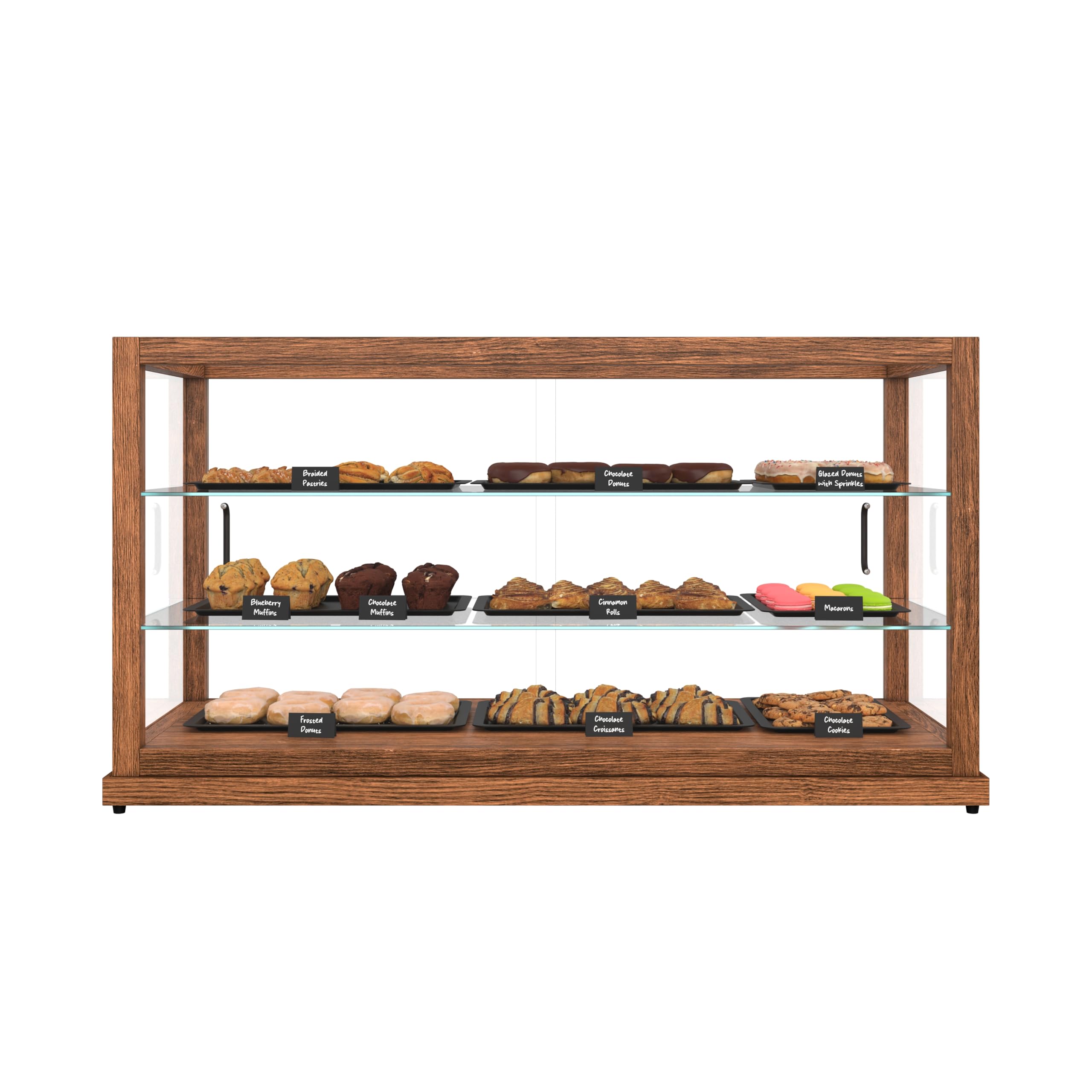 KoolMore 44 in. Horizontal Dark Wood Countertop Dry Bakery Display Case, Large Bread, Pastry and Dessert Display with Tempered Glass