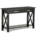 SIMPLIHOME Kitchener Console Table - 47 Inch Wide Solid Wood Sofa Table in Hickory Brown, Contemporary Storage Table for Entryway or Living Room with 2 Drawers, Bottom Shelf, and X-Design Side Panels