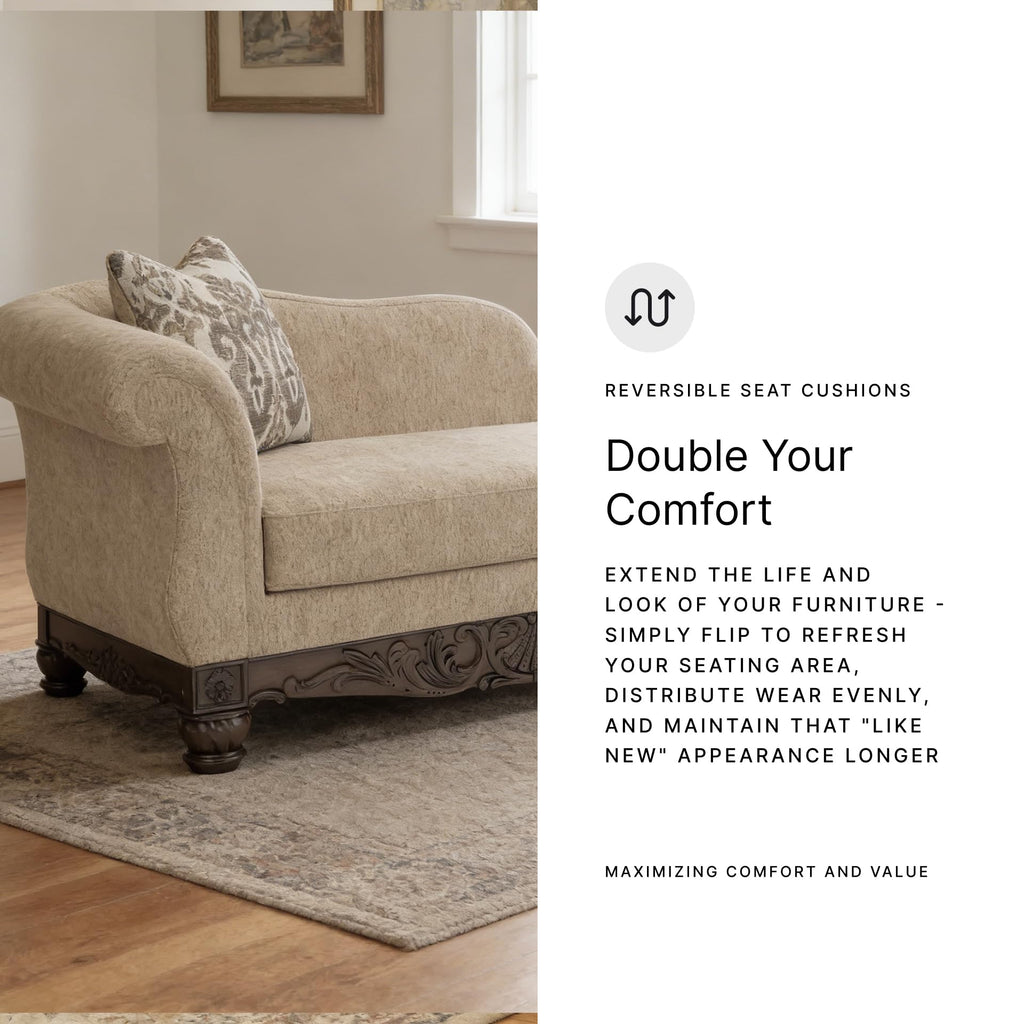 Signature Design by Ashley Havenworth Classic Anti Sag Right-Arm Facing Corner Chaise with Reversible Seat Cushion and 1 Accent Pillows, Beige & Dark Brown