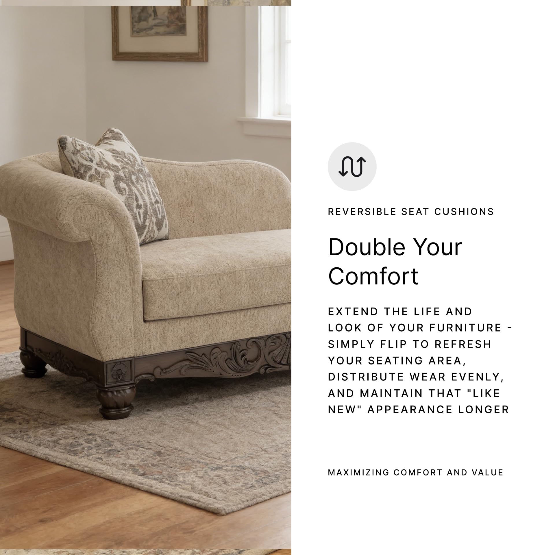 Signature Design by Ashley Havenworth Classic Anti Sag Right-Arm Facing Corner Chaise with Reversible Seat Cushion and 1 Accent Pillows, Beige & Dark Brown