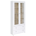 Coaster Home Furnishings - Hawthorne - 4-Shelf Tall Wood Accent Cabinet with Glass Doors, Drawers - Farmhouse Style - Living Room, Entryway & Home Kitchen - White - 953477