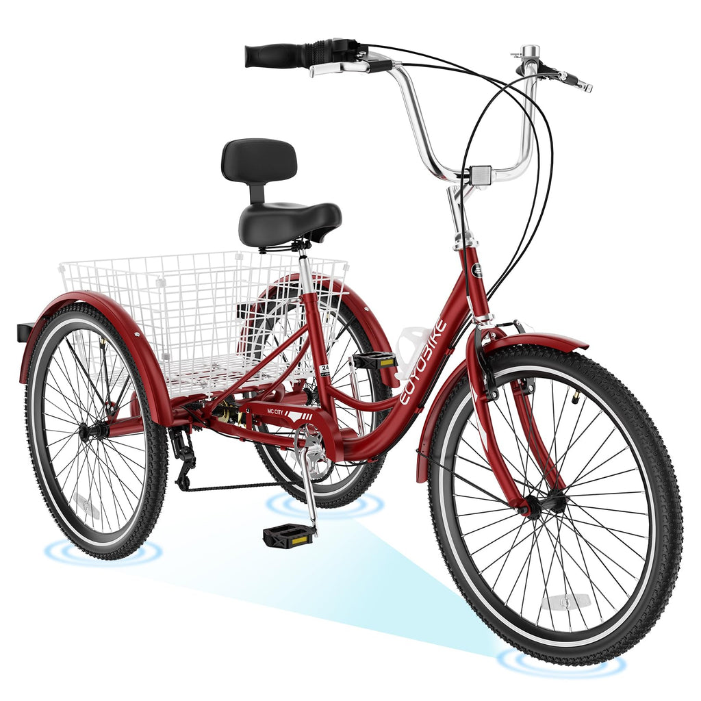 ABORON Adults Tricycle, 3 Wheels Bike for Adult, Tricycle for Adults, Double-Wall Wheel Rims, Tricycle for Women Men Exercise Outdoor Sports