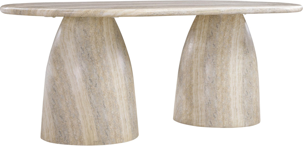 Meridian Furniture 702Travertine-T Cosenza Collection Art Deco 78" Indoor/Outdoor Concrete Dining Table with Travertine Finish, 78" W x 44.5" D x 30" H