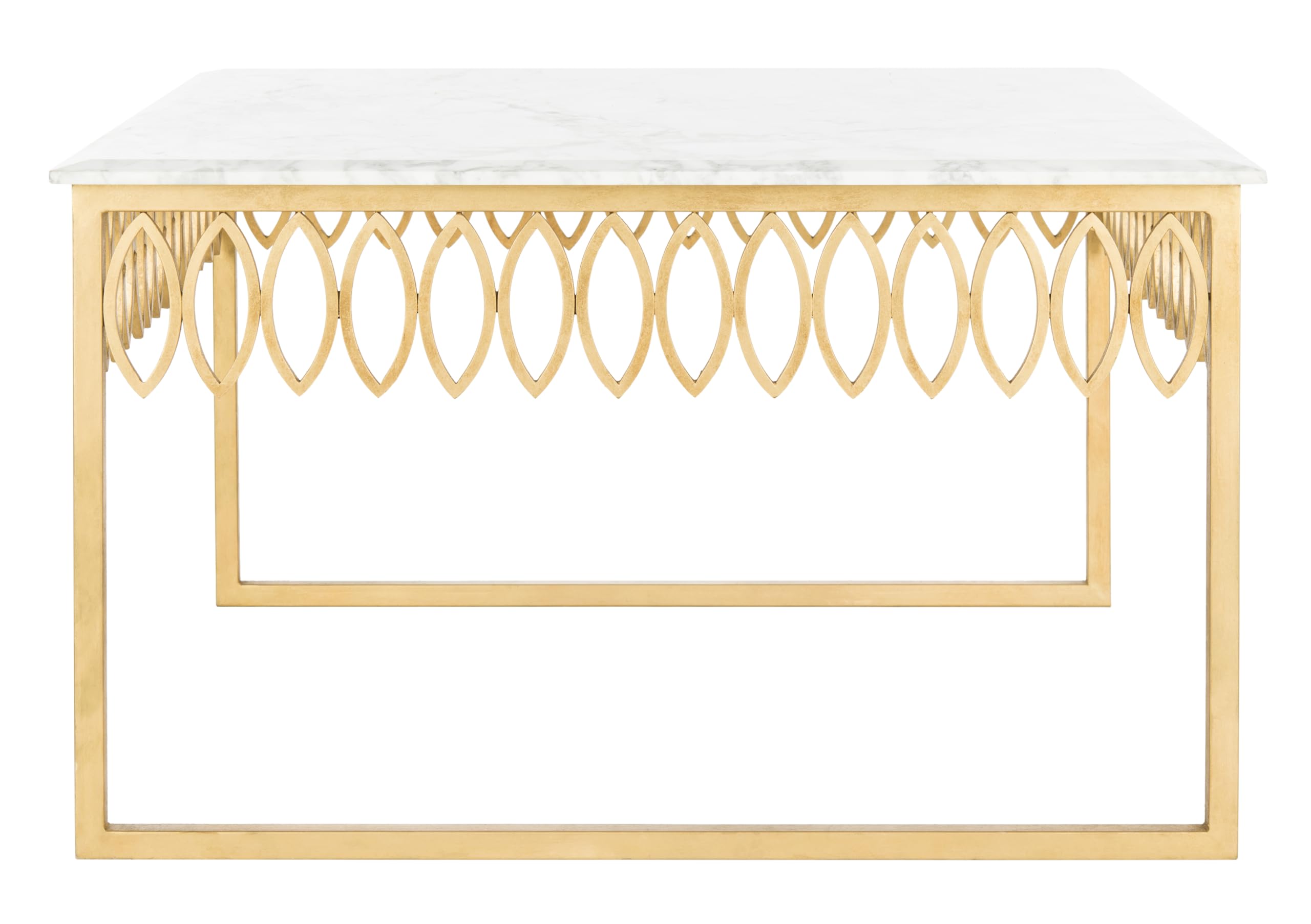 Safavieh American Homes Collection Natalia Gold Leaf and White Marble Couture Cocktail Table
