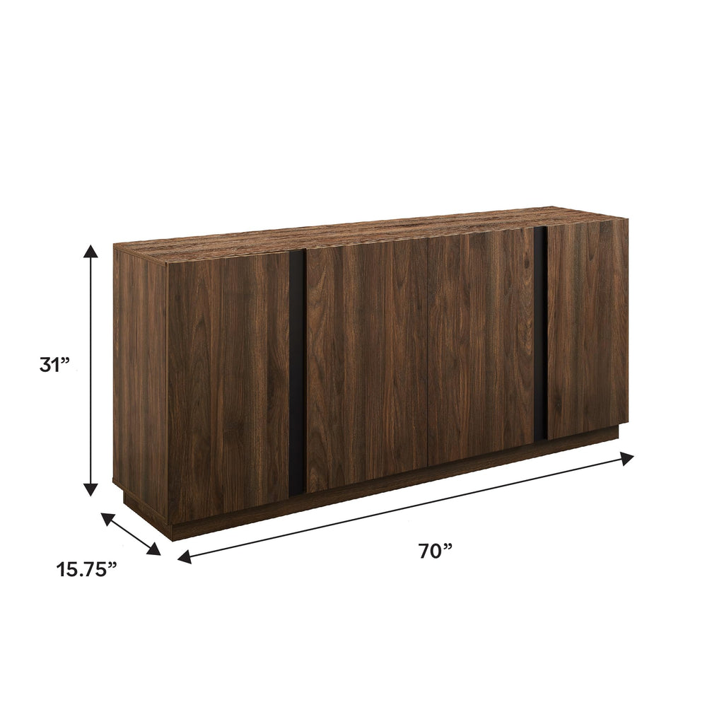 Walker Edison Liss Contemporary 4-Door Minimalist Sideboard 70 Inch Dark Walnut