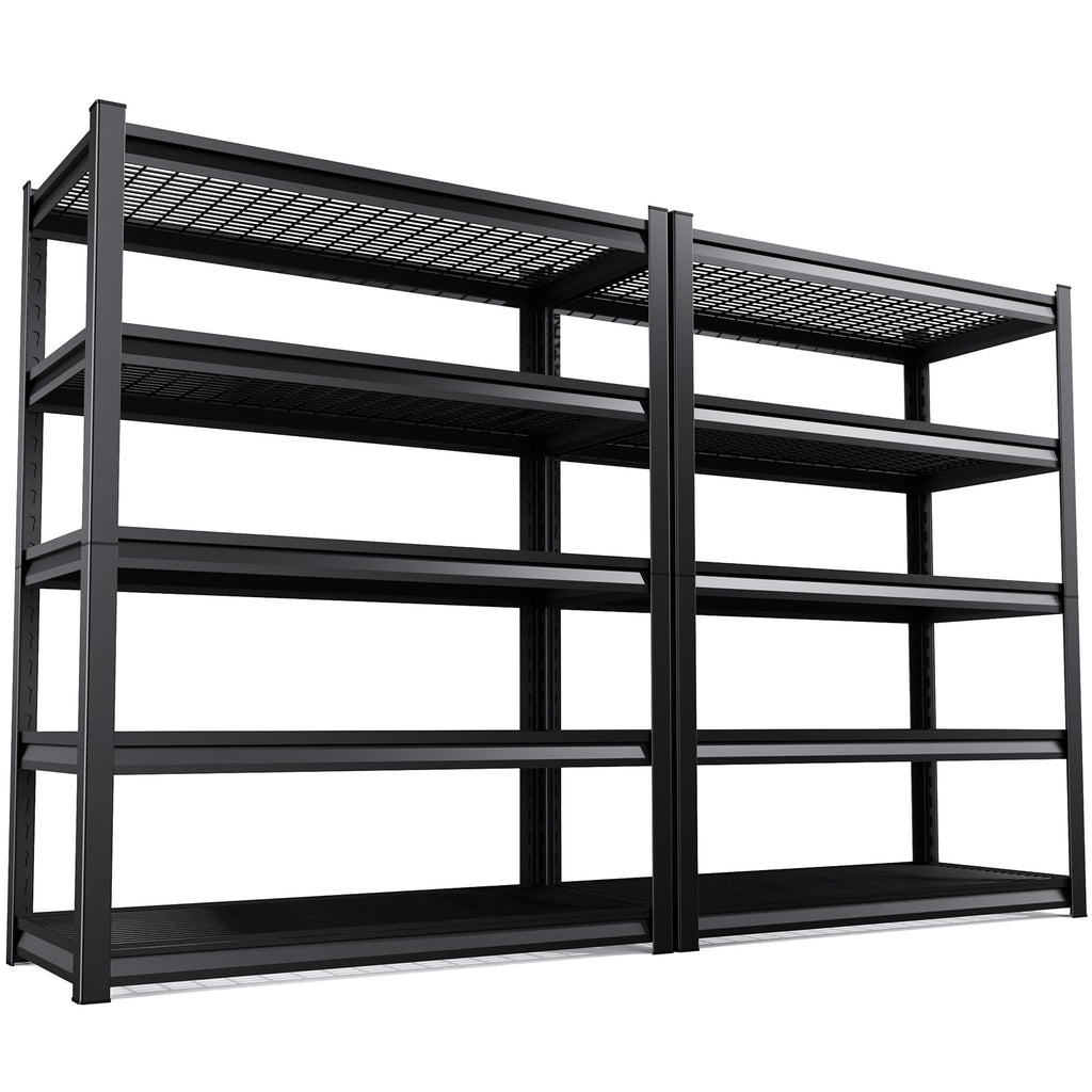 72”H*46”W Metal Garage Shelving Unit, Heavy Duty 5-Tier Garage Storage Shelves, 3000 lbs Large Industrial Shelving, Adjustable Wire Shelves Utility Rack Shelf, Steel Shelving for Warehouse, 2 Pack