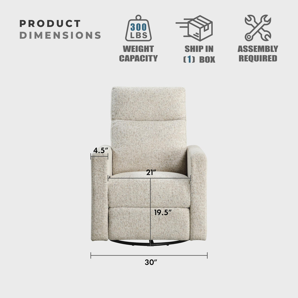 Lexicon Swivel Glider Recliner Chair, Nursery Glider, Chenille Fabric Recliner, Manual Recliner Sofa Chair for Living Room/Office/Apartment, Quartz