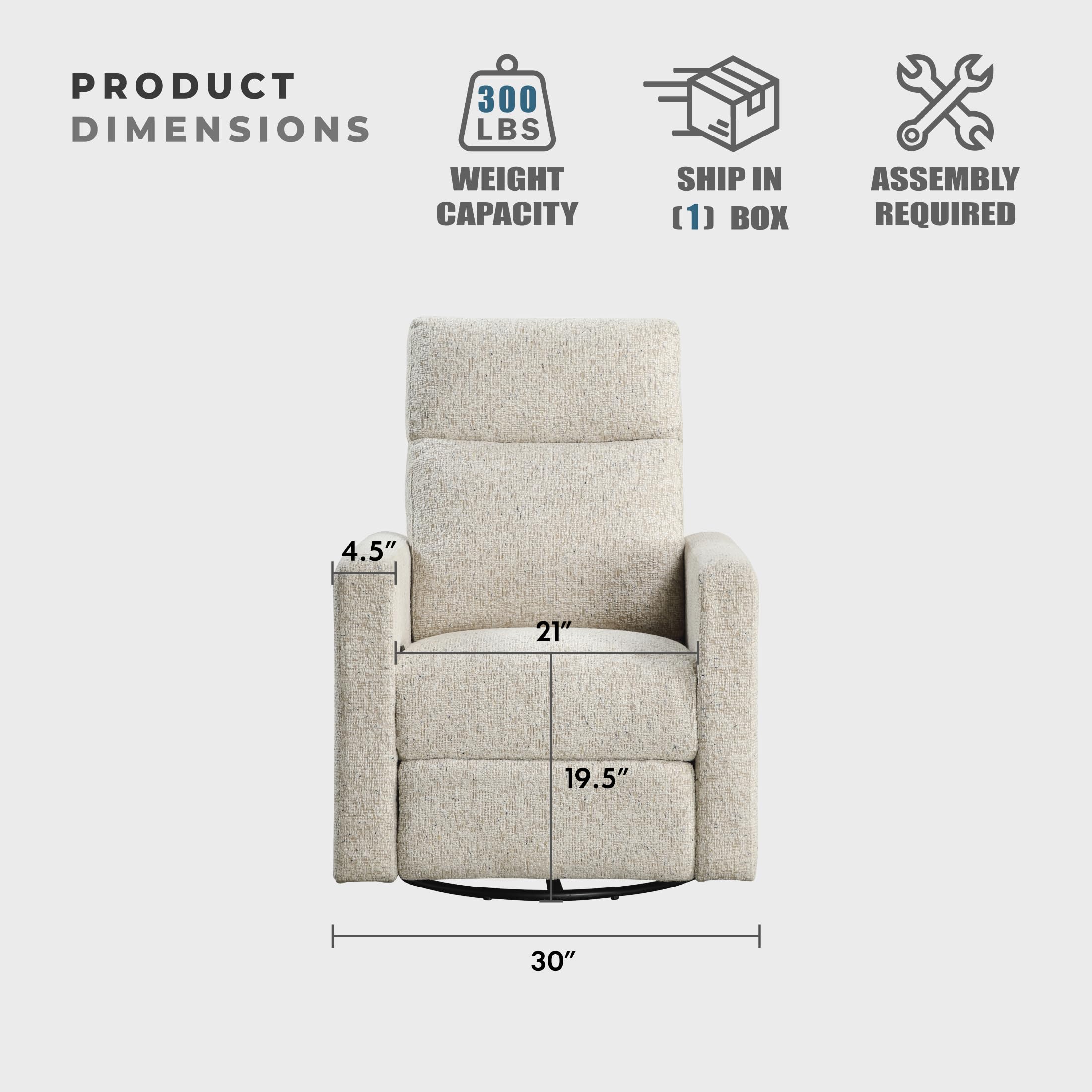 Lexicon Swivel Glider Recliner Chair, Nursery Glider, Chenille Fabric Recliner, Manual Recliner Sofa Chair for Living Room/Office/Apartment, Quartz