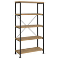 Coaster Home Furnishings - Analiese - Wood and Metal - 4-Tier Bookshelf with Open Shelves, X-Back Bracing, and Rectangular Frame - Home Office - 63-Inch - Mango - 802003