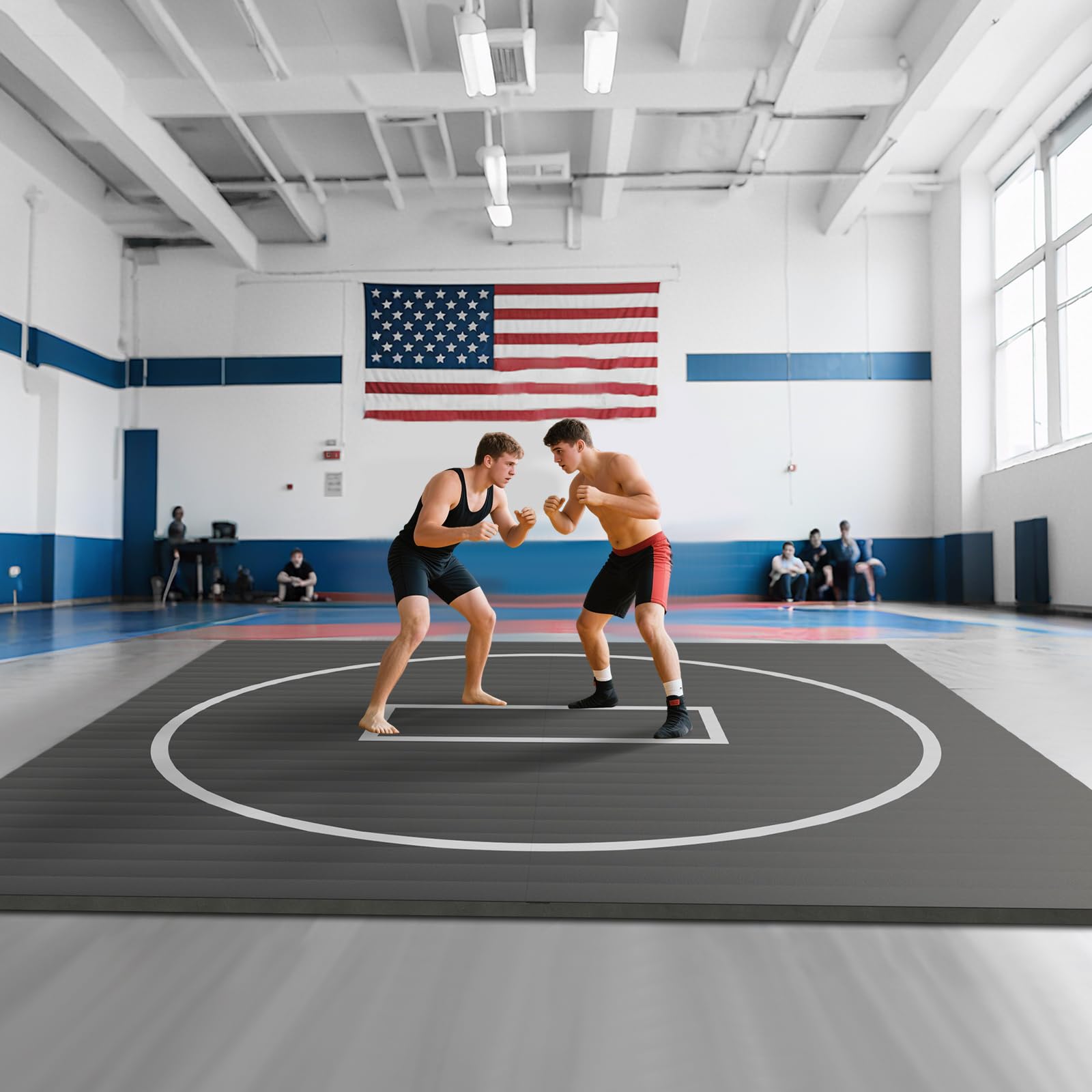 Kaoshan Multi-Size Foam/Inflatable Wrestling Mat - Durable Jiu Jitsu Mats, 10'x10' Wrestling Mats for Home, Flexi Roll Judo Training Mat for MMA, Grappling,BJJ, Martial Arts & Boxing