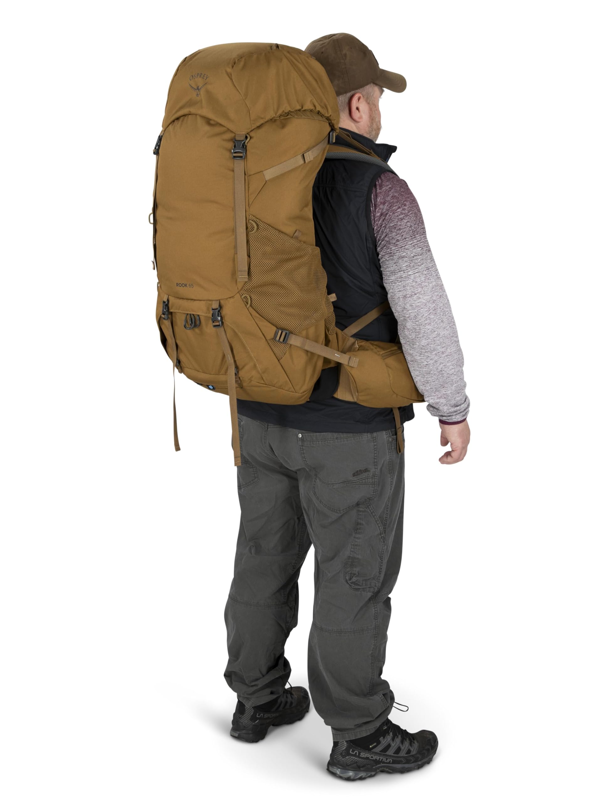 Osprey Rook 65L Men's Backpacking Backpack, Histosol Brown/Rhino Grey, Extended Fit
