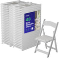 48 White Resin Folding Chairs, Stackable Event & Party Chairs, 800 LB Weight Capacity, Indoor Outdoor