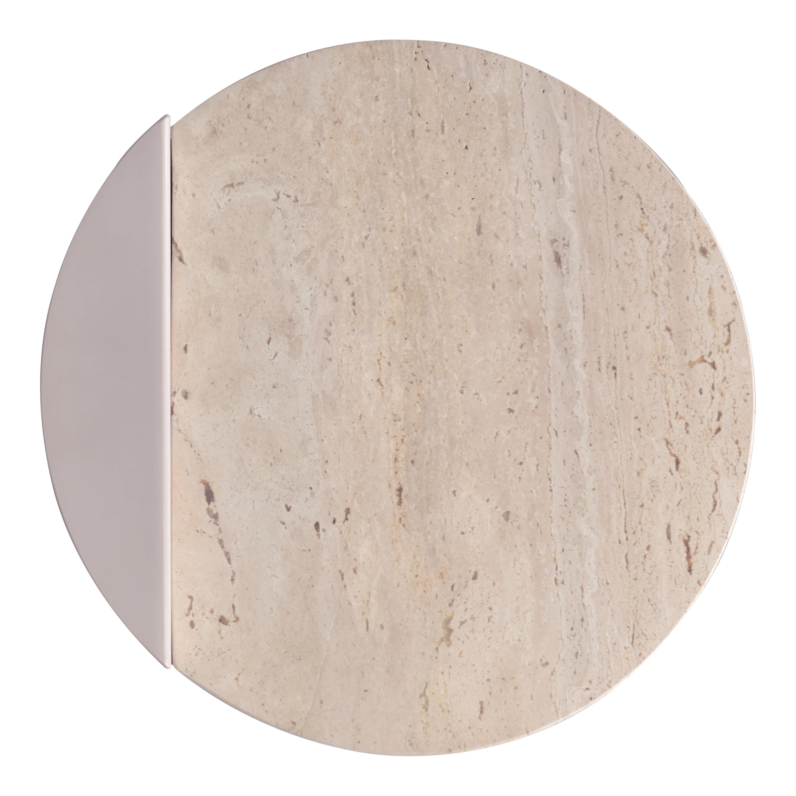JONATHAN Y Evelyn Modern Natural Marble C-Shaped End Table, 20" Round Side Snack Table with Matte Pink Beige Iron Frame for Living Room, Small Accent Table for Sofa MTB1102A