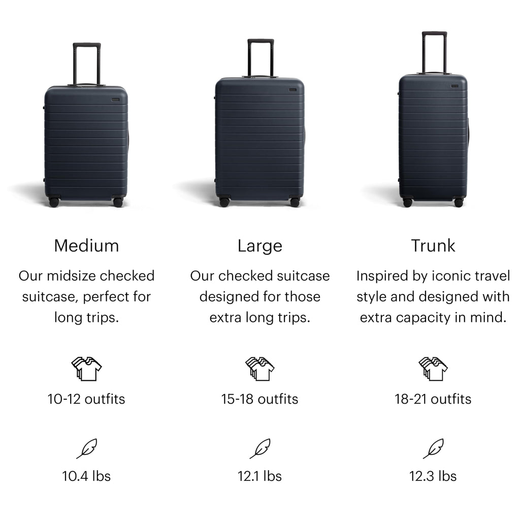 Away Medium Checked Luggage - 26-Inch Lightweight Hardside Suitcase with Custom WhisperGlide 360° Wheels, Interior Compression System, TSA-Accepted Lock - Navy Blue