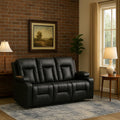 LUCKLIFE Leather Recliner Sofa Set with Manual Recliners,Living Room Furniture Set with Reclining Couch,Loveseat and Armchair,Living Room Chair with Cup Holders,Black (3)