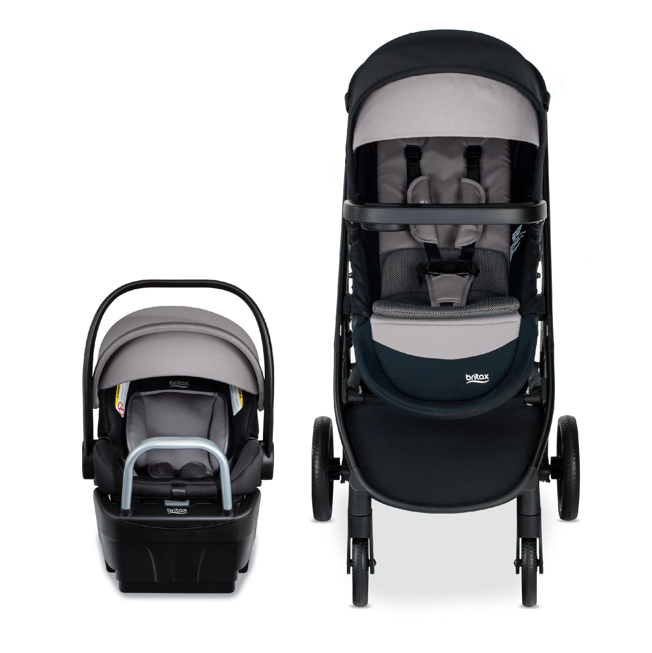 Britax Willow Brook S+ Baby Travel System, Infant Car Seat and Stroller Combo with Alpine Base, ClickTight Technology, SafeWash Insert and Cover, 1 Count, Graphite Onyx