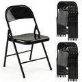 LING RONG Metal Folding Chairs 12 Pack All Steel Metal Frame Portable Commercial-Grade Foldable Chair with Double Hinged for Office Wedding Party Patio Dinning Events, Onyx Black