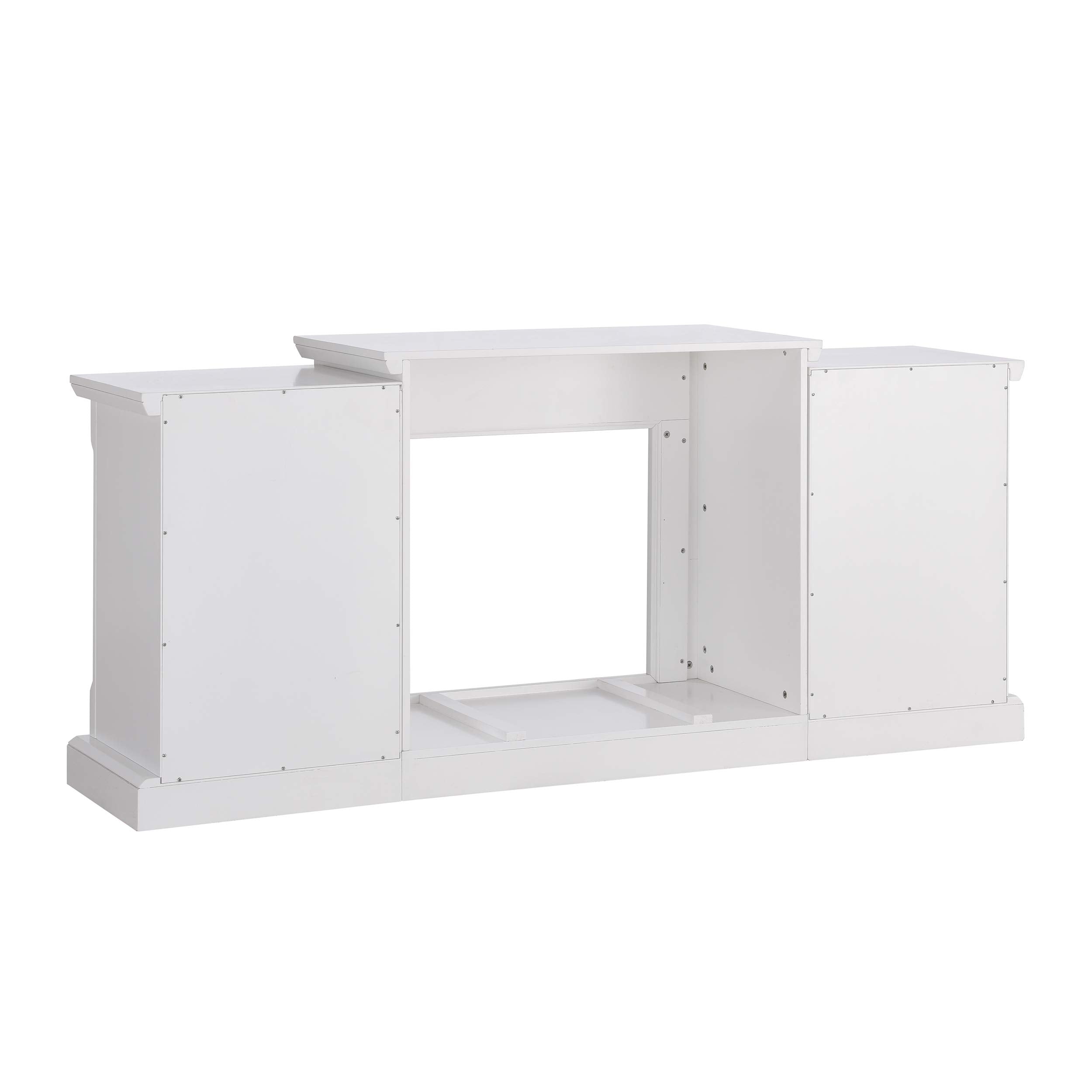 SEI Furniture Gallatin Faux Stone Electric Fireplace with Bookcases, New White