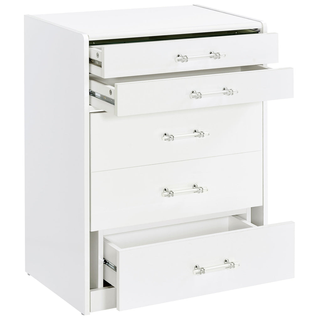 Coaster Home Furnishings Danbury Contemporary 2-Piece 2-Drawer Makeup Vanity Desk with LED Light Vanity Mirror Tempered Glass Top with Vanity Chair White High Gloss 930208