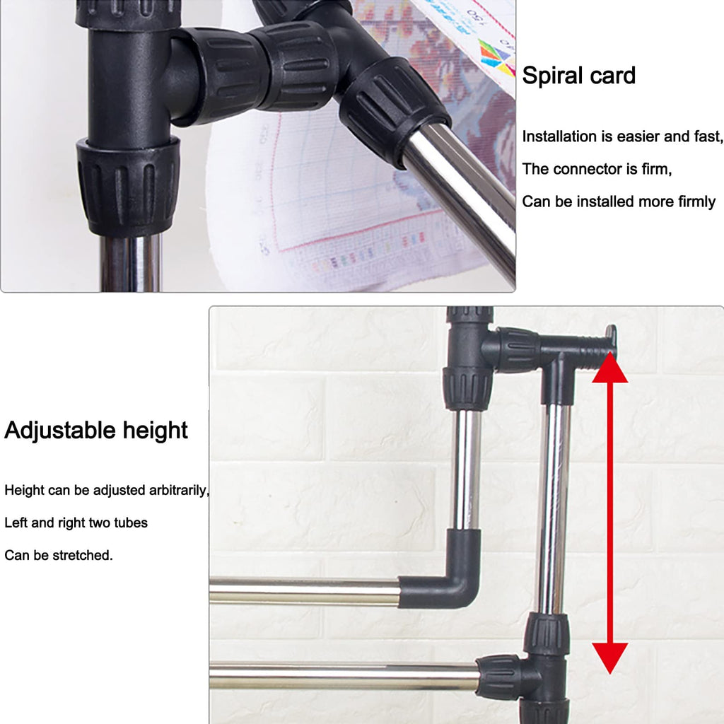 Embroidery Stand with Wheels, Needlework Floor Frame, Height Adjustable Standing Embroidery Lap Table, Stainless Steel Cross Stitch Craft Stand for Art Craft Sewing Holder