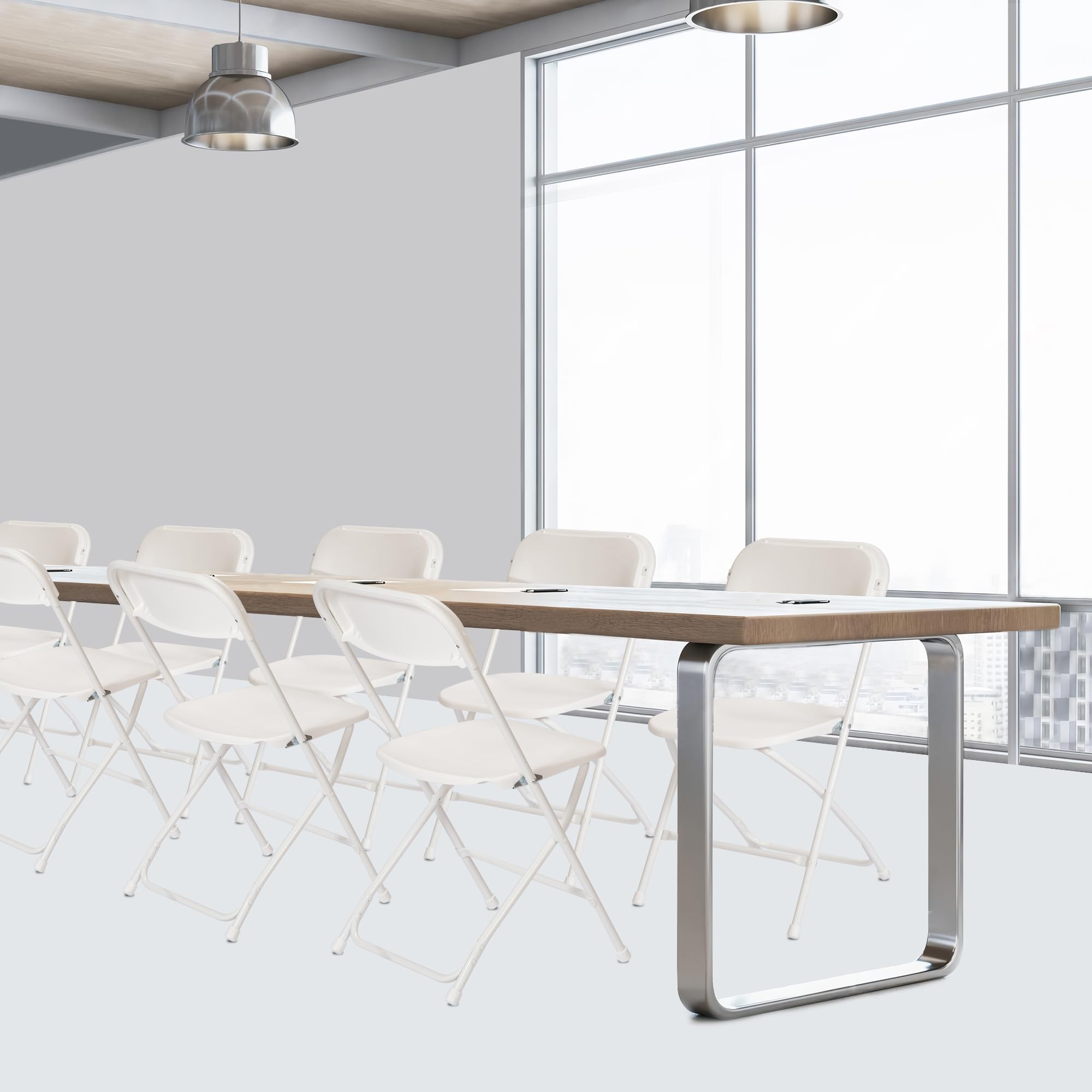 Real Relax Plastic Folding Chairs Set of 40, White Plastic Folding Chairs, Perfect for Party Event Outside Entertaining, 350 LBS Capacity