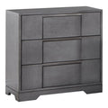 Furniture of America Del Rio 26 inches Solid Wood 3-Drawer Nightstand with Nickel Finger Pulls, Felt-Lined Top Storage Bedside Table, No Assembly for Bedroom, Guest Room, Gray