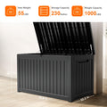 PatioZen 230 Gallon Resin Deck Box, Lockable Patio Outdoor Storage Box for Furniture, Garden Tools and Tools Storage, Waterproof Outside Storage Boxes - Black
