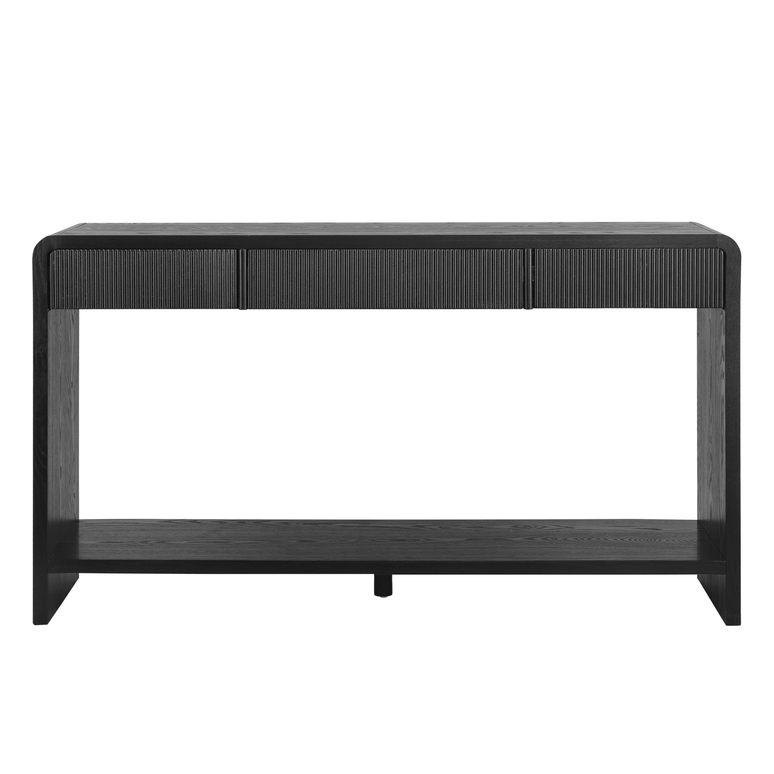 Christopher Knight Home Mimid Modern Console Table with Drawers, Wooden Narrow Console Table with Storage, Sofa Behind The Couch Table with Storage+Bottom Shelf, Black
