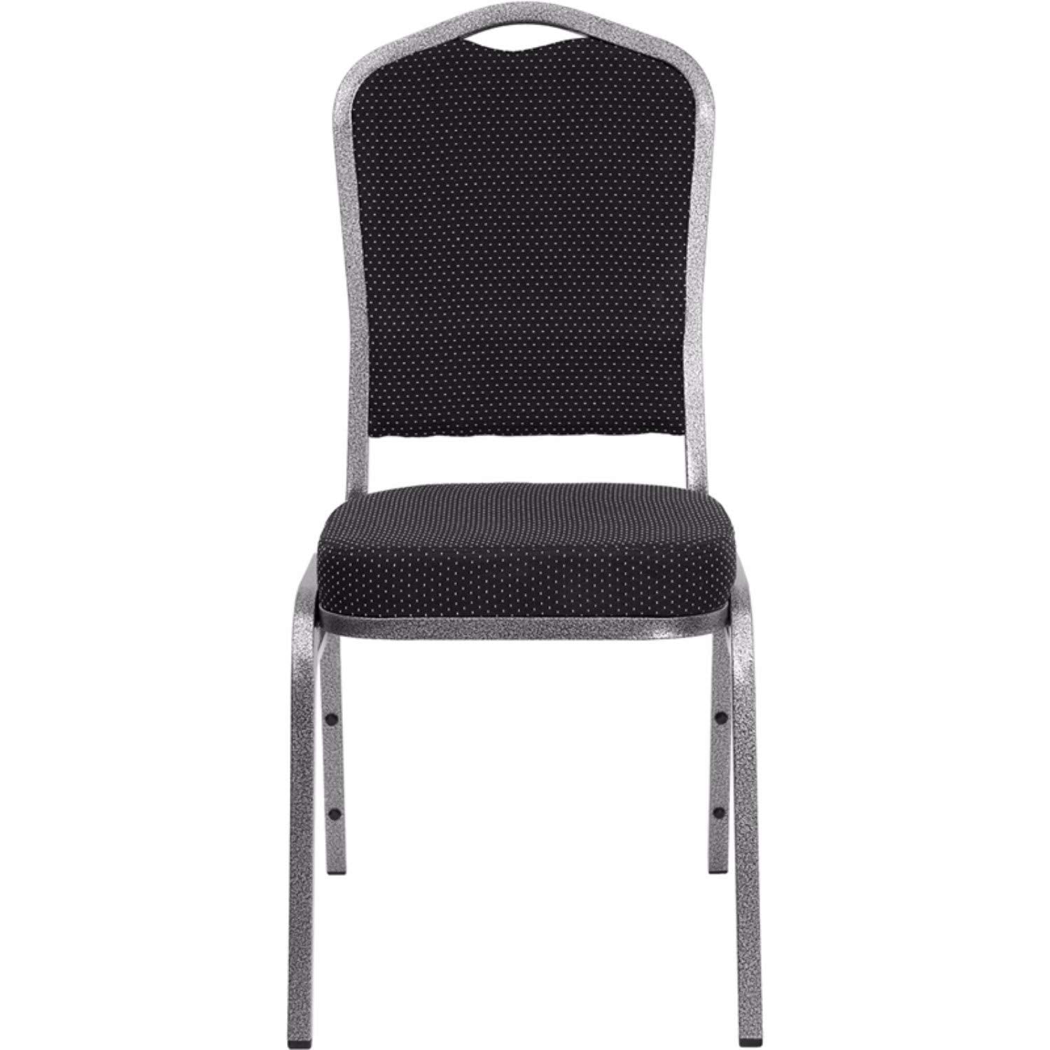 Flash Furniture HERCULES Series Crown Back Stacking Banquet Chair in Black Dot Patterned Fabric - Silver Vein Frame (Pack of 4)