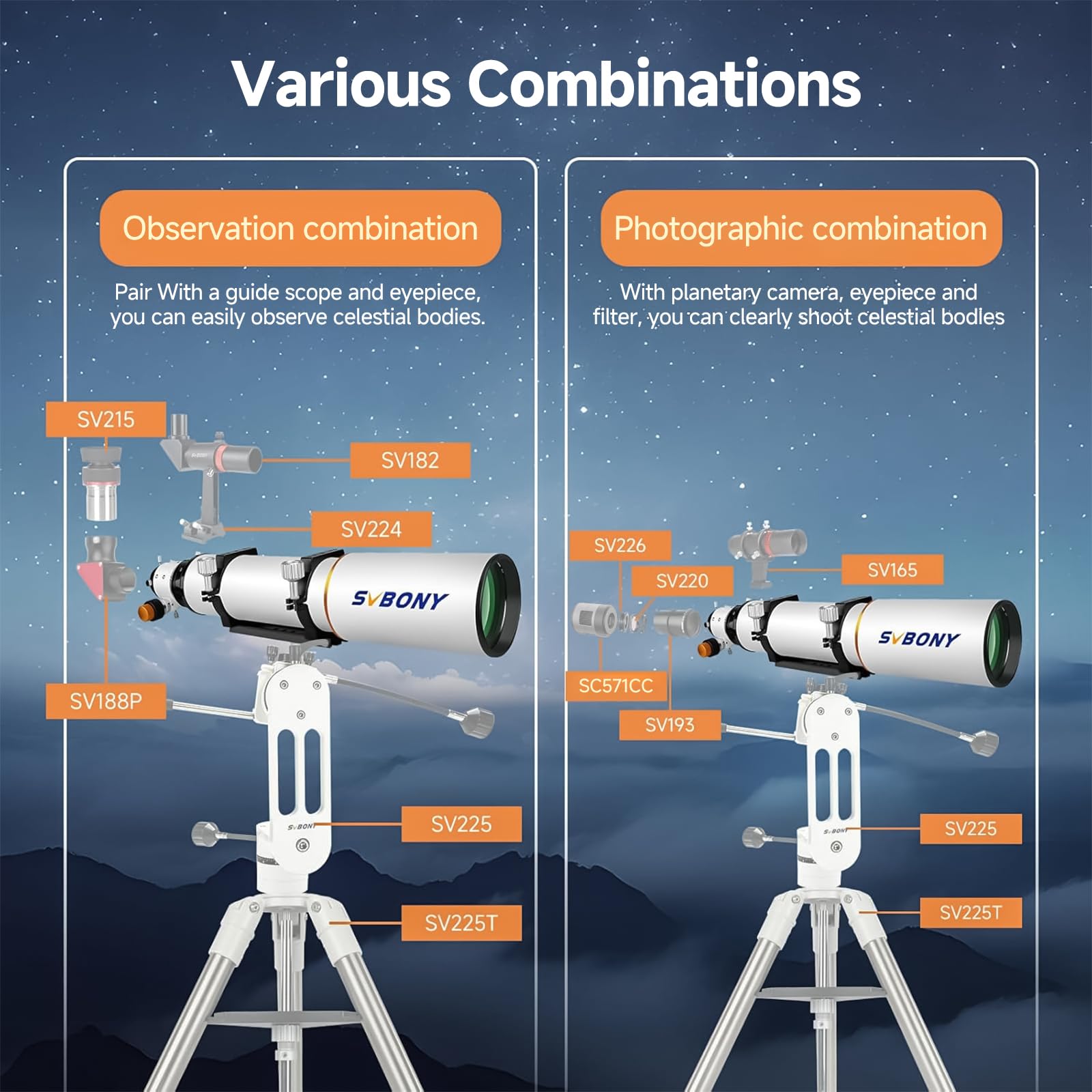 SVBONY SV503 Telescope for Adults High Powered, 102mm F7 Extra Low Dispersion Achromatic Refractor OTA, Dual-Speed Focuser, Refractor Telescope for Planets Deep Sky Astrophotography&Visual Observation
