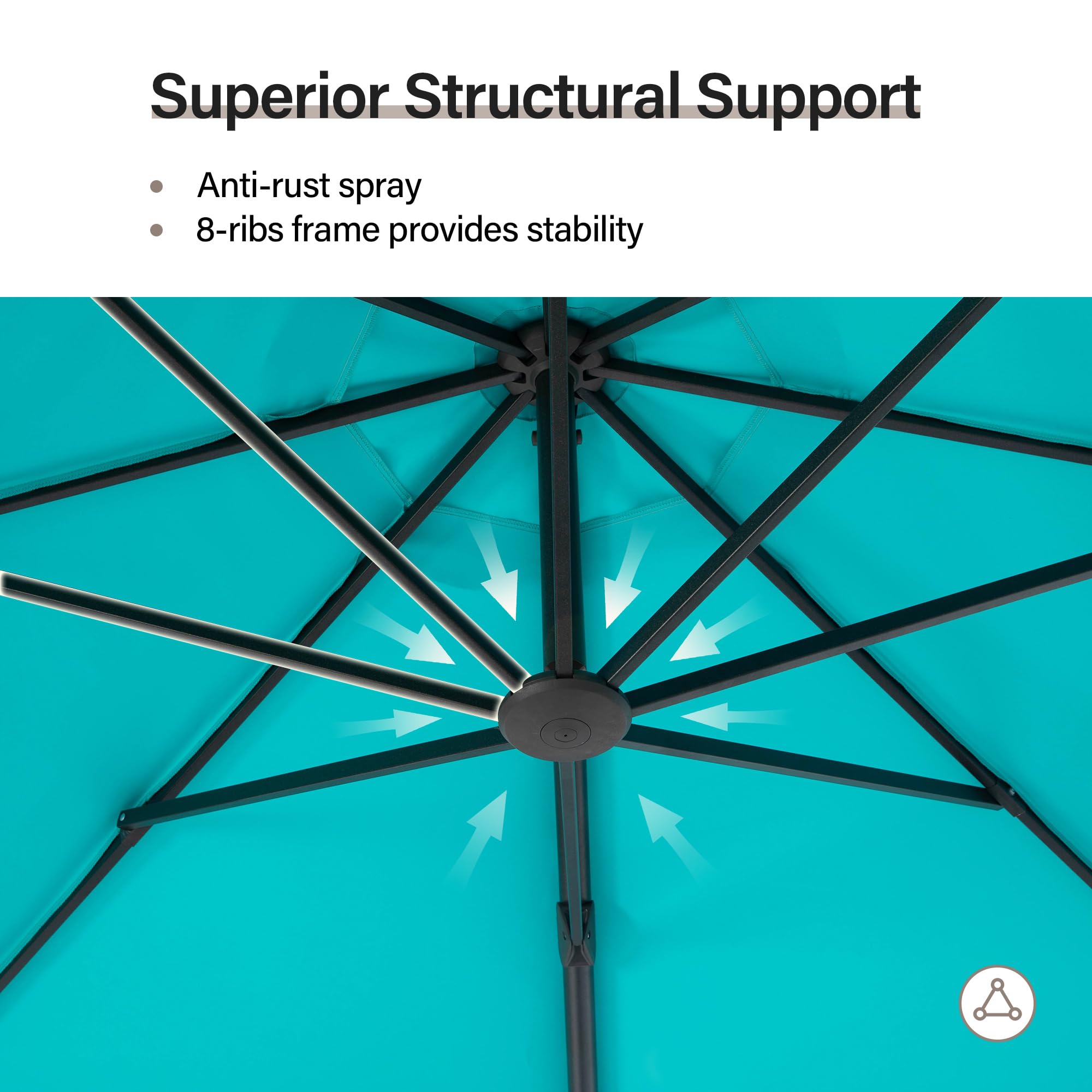 EO Living Outdoor Patio Umbrella with Base included, 11 FT Deluxe Curvy Cantilever Umbrella Heavy Duty Offset Hanging Umbrella with 360° Rotation for Pool, Garden, Backyard, Deck (Turquoise Blue)