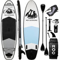 Roc Inflatable Stand Up Paddle Board 10' 6" with Premium SUP Paddle Board Accessories, Wide Stable Design, Non-Slip Comfort Deck for Youth & Adults (Black & White/Kayak Seat)