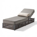 moosprr Outdoor Chaise Lounge Chair with 5-Inch Thick Cushions, 5-Levels Adjustable Reclining Lounger, Wicker Patio Recliner, Pool Chair Sunbathing Lounger for Outdoor, Backyard, Poolside - Grey