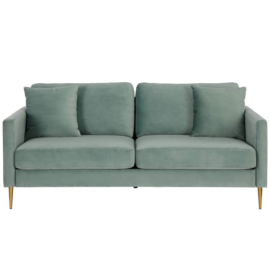 CosmoLiving by Cosmopolitan Highland Sofa Couch with Pillows, Green