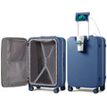 mixi Large Checked Luggage with Cup Phone Holder and Charger Hard Shell Suitcases with Spinner Wheels, 26 Inch Sapphire Blue