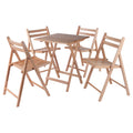 Winsome Delaney 5-PC Set Folding Table and Chairs Natural Finish