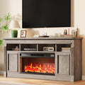 GarveeHome 68" Farmhouse Electric Fireplace TV Stand for TV Up to 75", Entertainment Center with 36'' Fireplace, Console Table TV Cabinet with Open Storage Shelves for Living Room