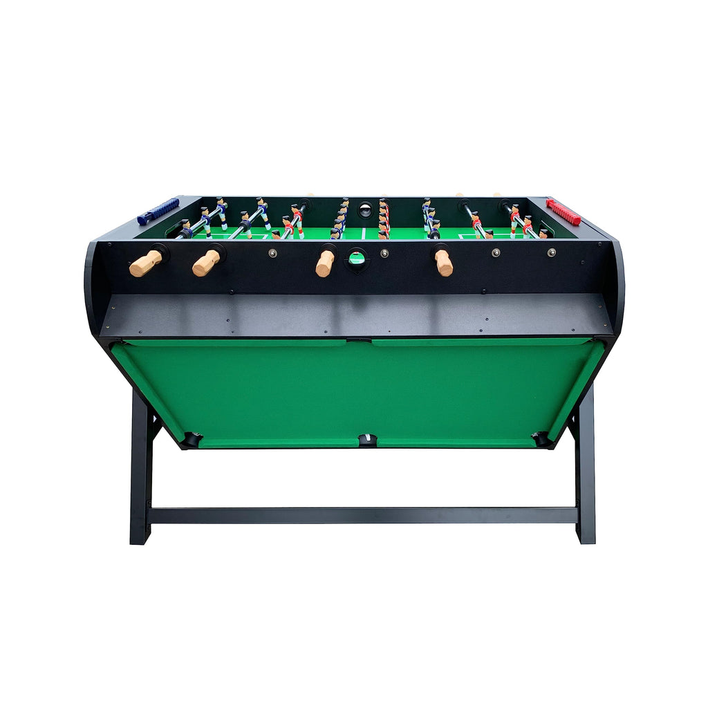 KICK Triplex 55″ Telescopic Rods 3-in-1 Swivel Multi Game Table (Black) – Foosball, Pool/Billiards & Air Hockey