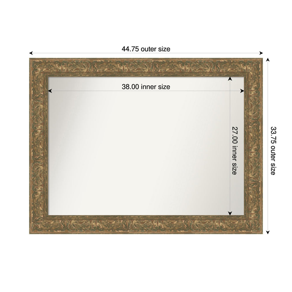 Amanti Art Bronze Wall Mirror 34x45 Luxe Bronze Gold Rectangle Bathroom Mirror for Wall Decor Living Room, X-Large Traditional Frame, Hangs Horizonally and Vertically, Bathroom Decor, Non-Beveled Edge