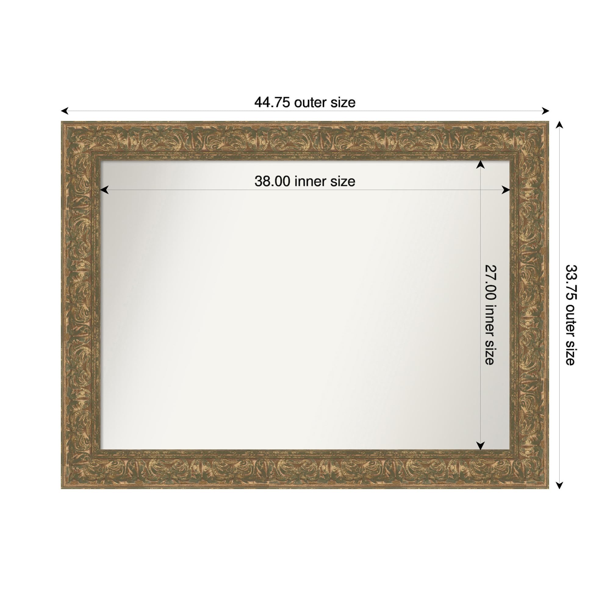 Amanti Art Bronze Wall Mirror 34x45 Luxe Bronze Gold Rectangle Bathroom Mirror for Wall Decor Living Room, X-Large Traditional Frame, Hangs Horizonally and Vertically, Bathroom Decor, Non-Beveled Edge
