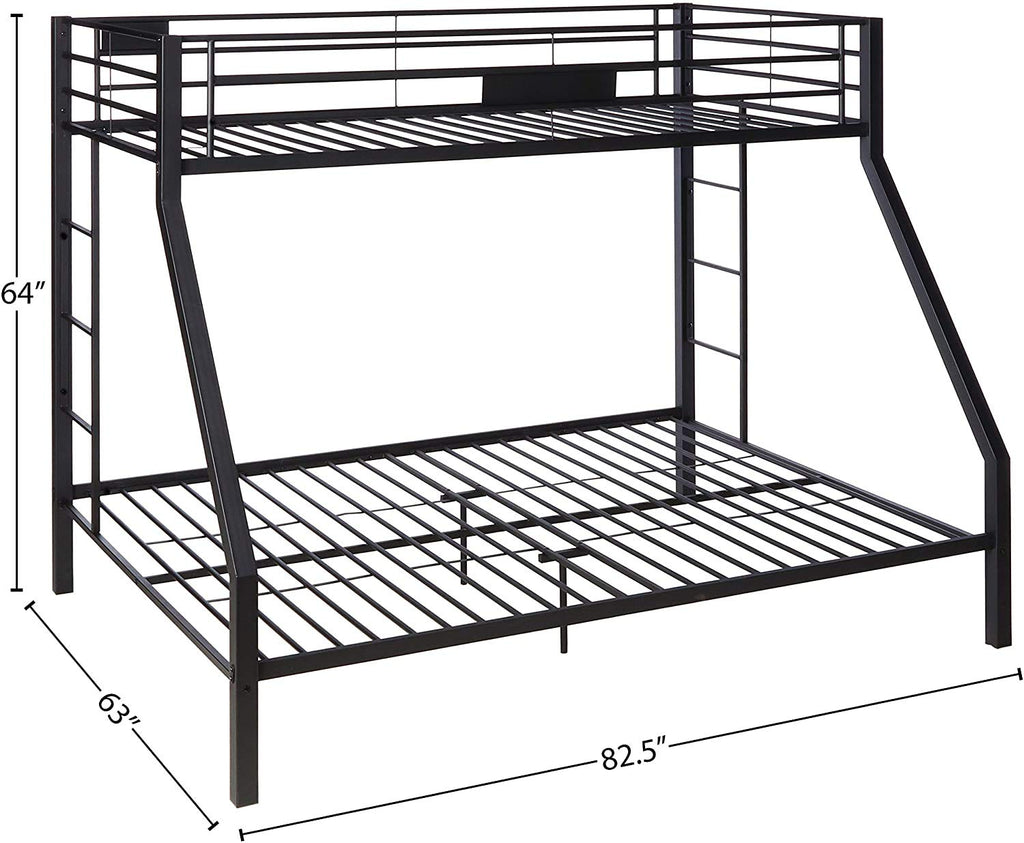 DANGRUUT Upgraded Version Thicken Metal Bunk Beds, Best Industrial Bunk Bed, Heavy Duty Bed Frame with Side Ladder and Safety Rails for Kids Girls Boys, Teens and Adults (Twin XL Over Queen)